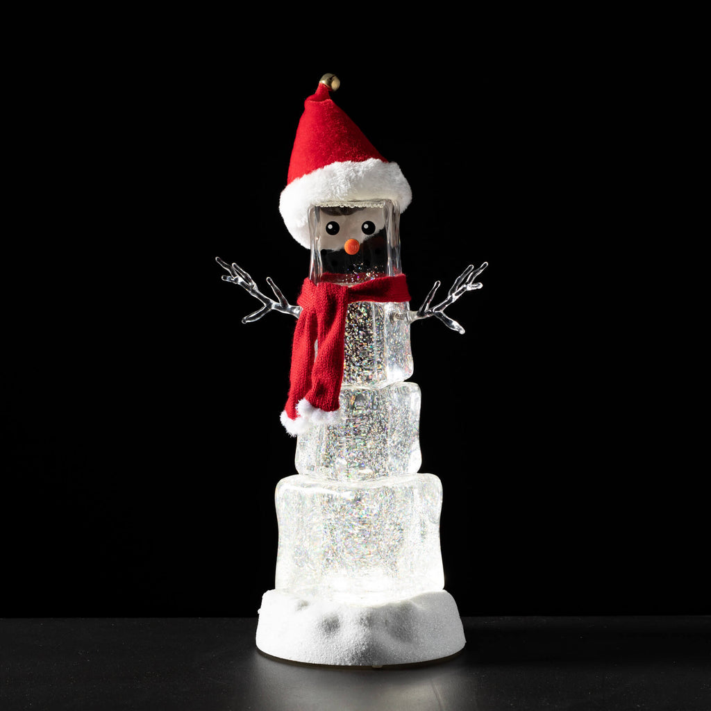 Lighted Block Snowman Shimmer 