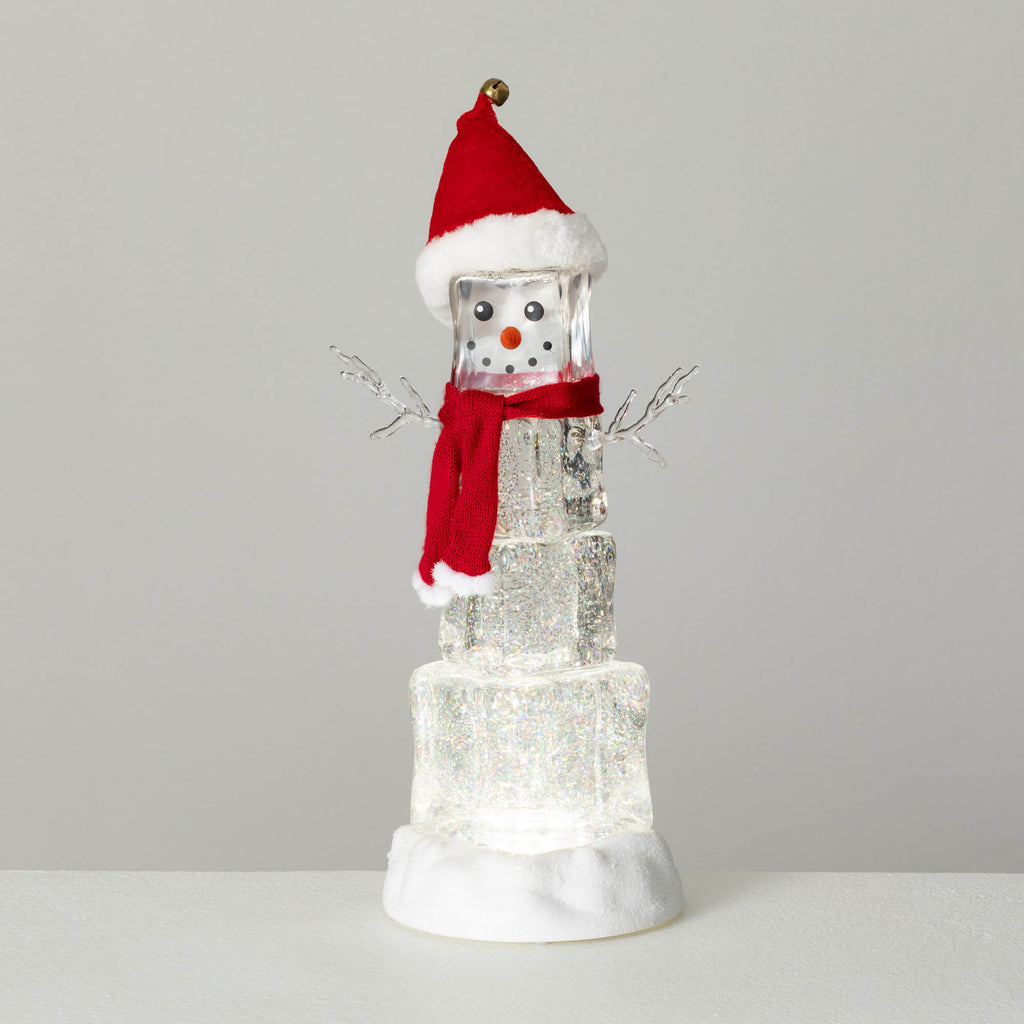 Lighted Block Snowman Shimmer 