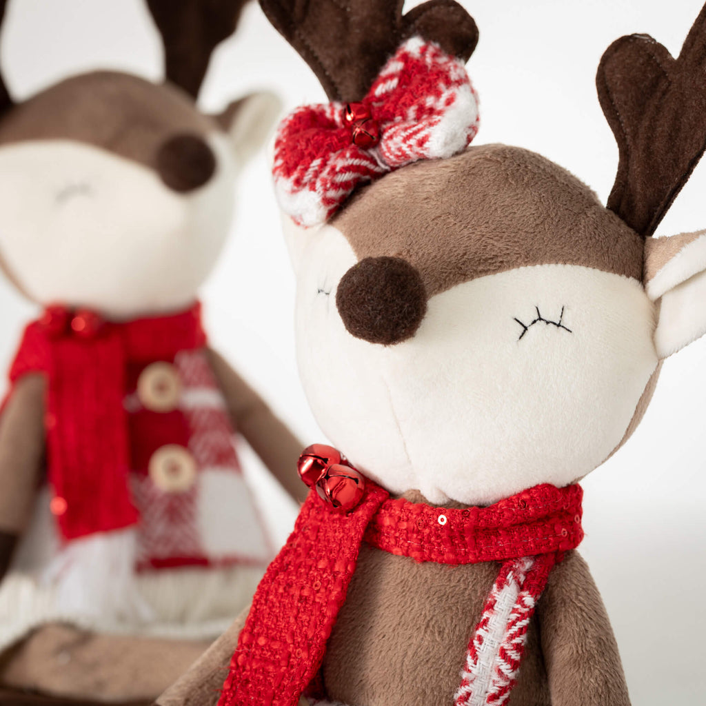 Plush Plaid Reindeer Figurines