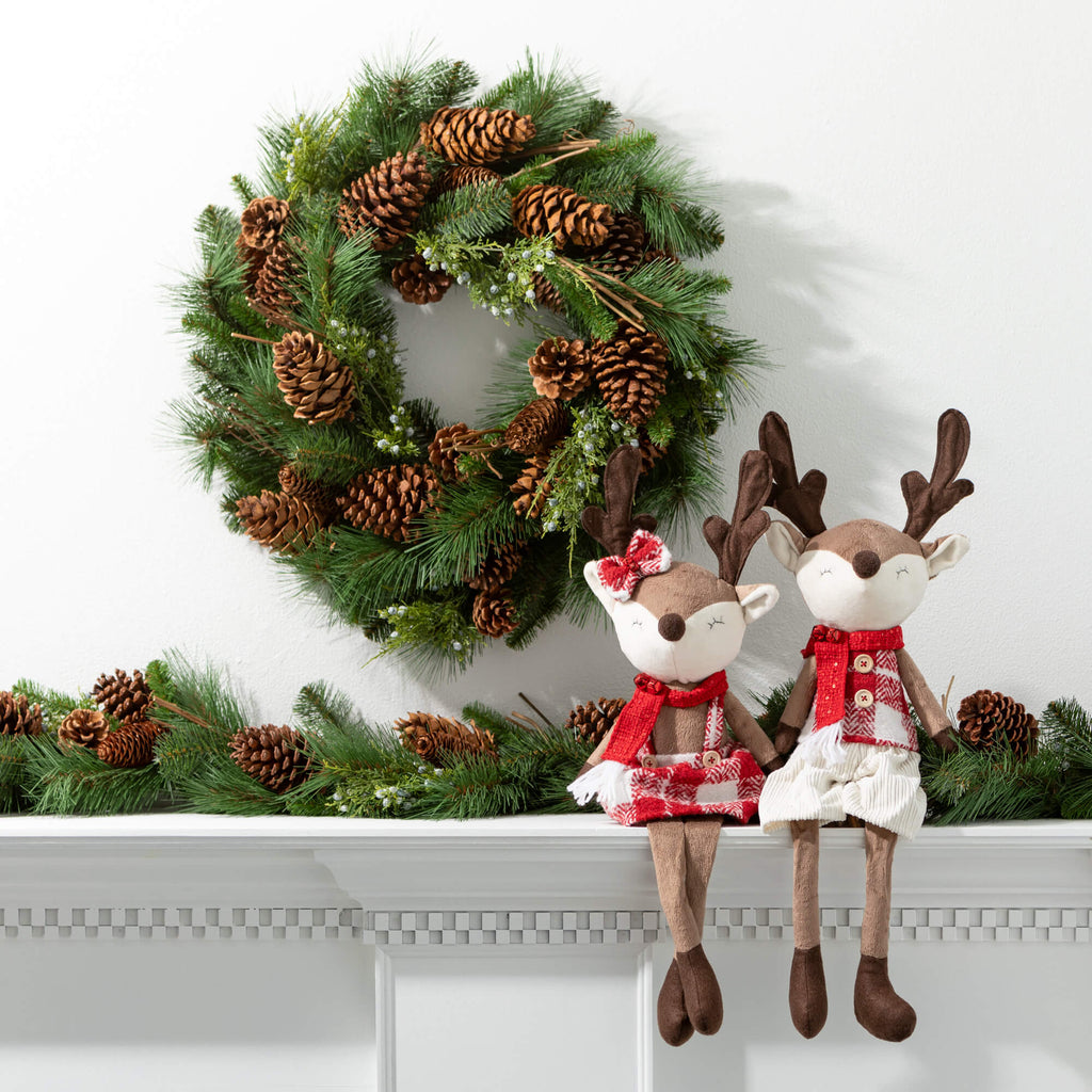 Plush Plaid Reindeer Figurines