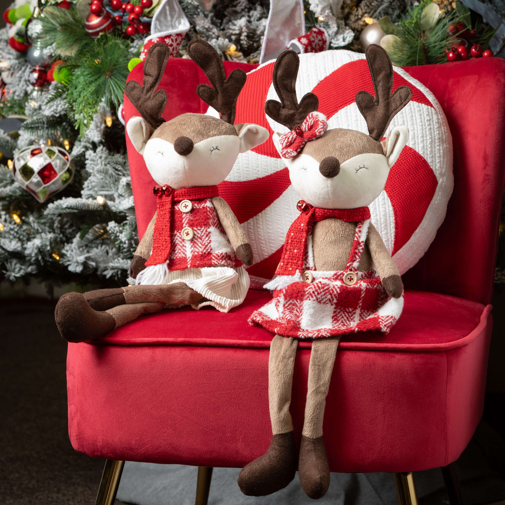 Plush Plaid Reindeer Figurines