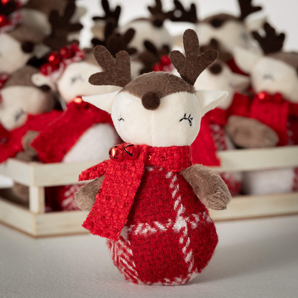 Plaid Reindeer Crate Ornaments