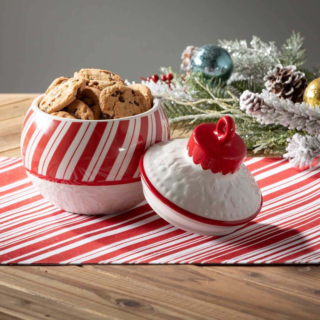 Red White Striped Candy Jar   