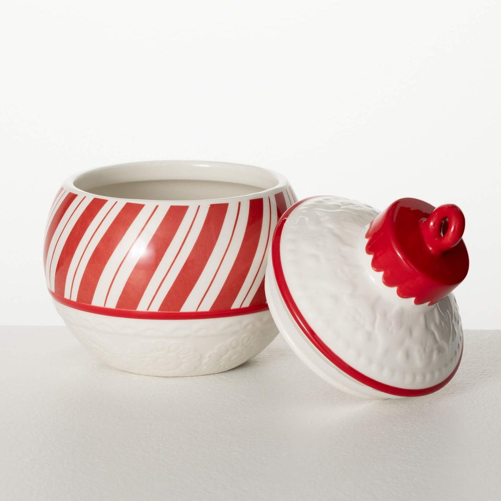 Red White Striped Candy Jar   