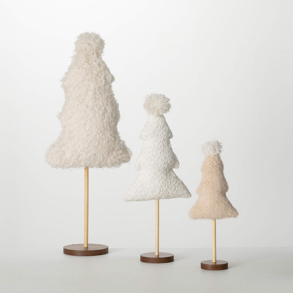 Plush White Tree Figurine  Set