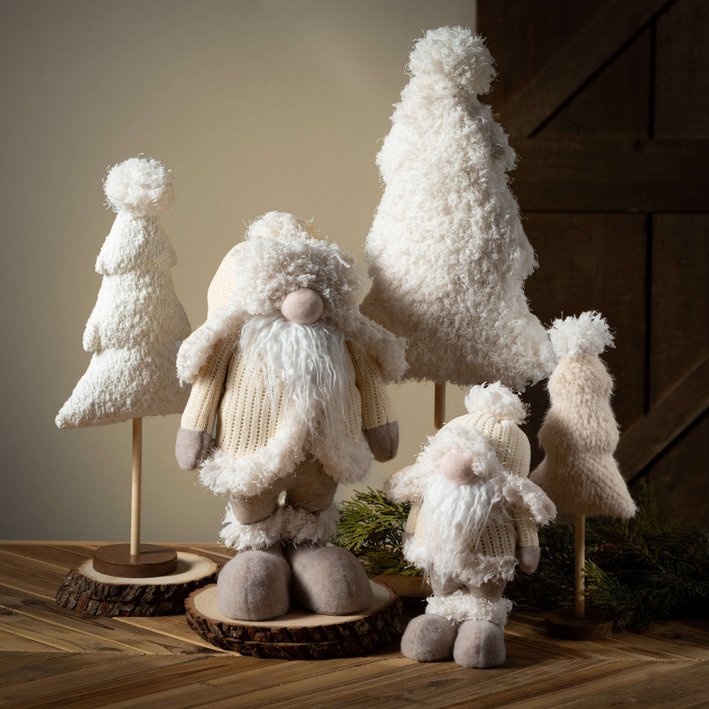 Plush White Tree Figurine  Set