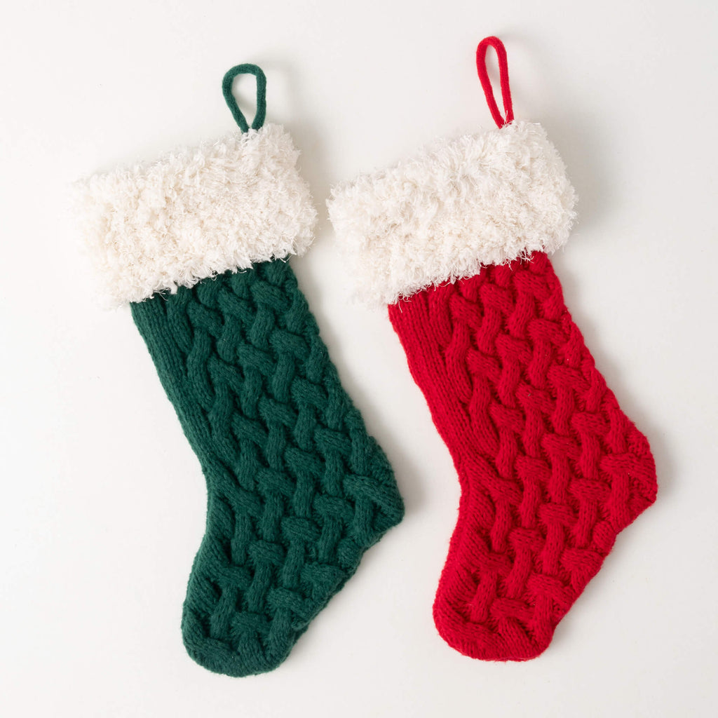 Knitted Red Green Stocking Set