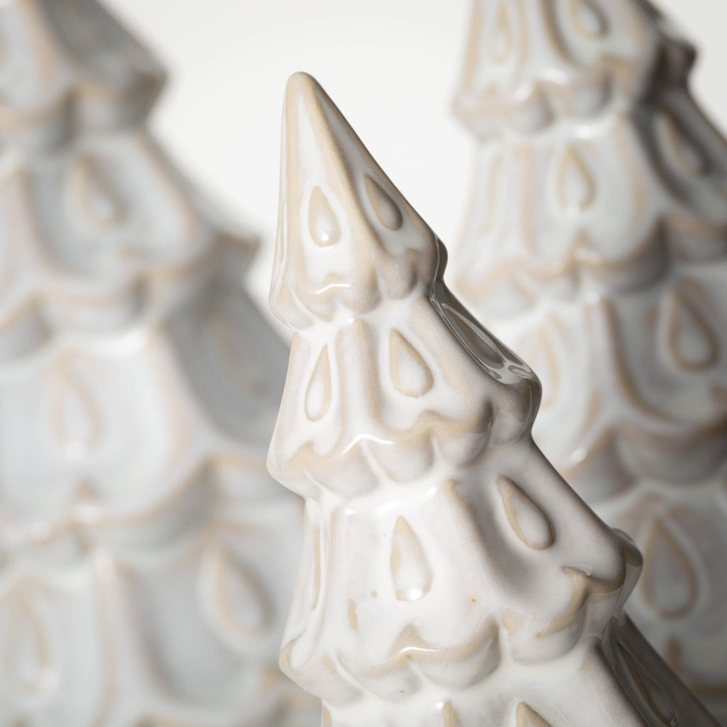 Ceramic Cream Pine Tree Set 3 