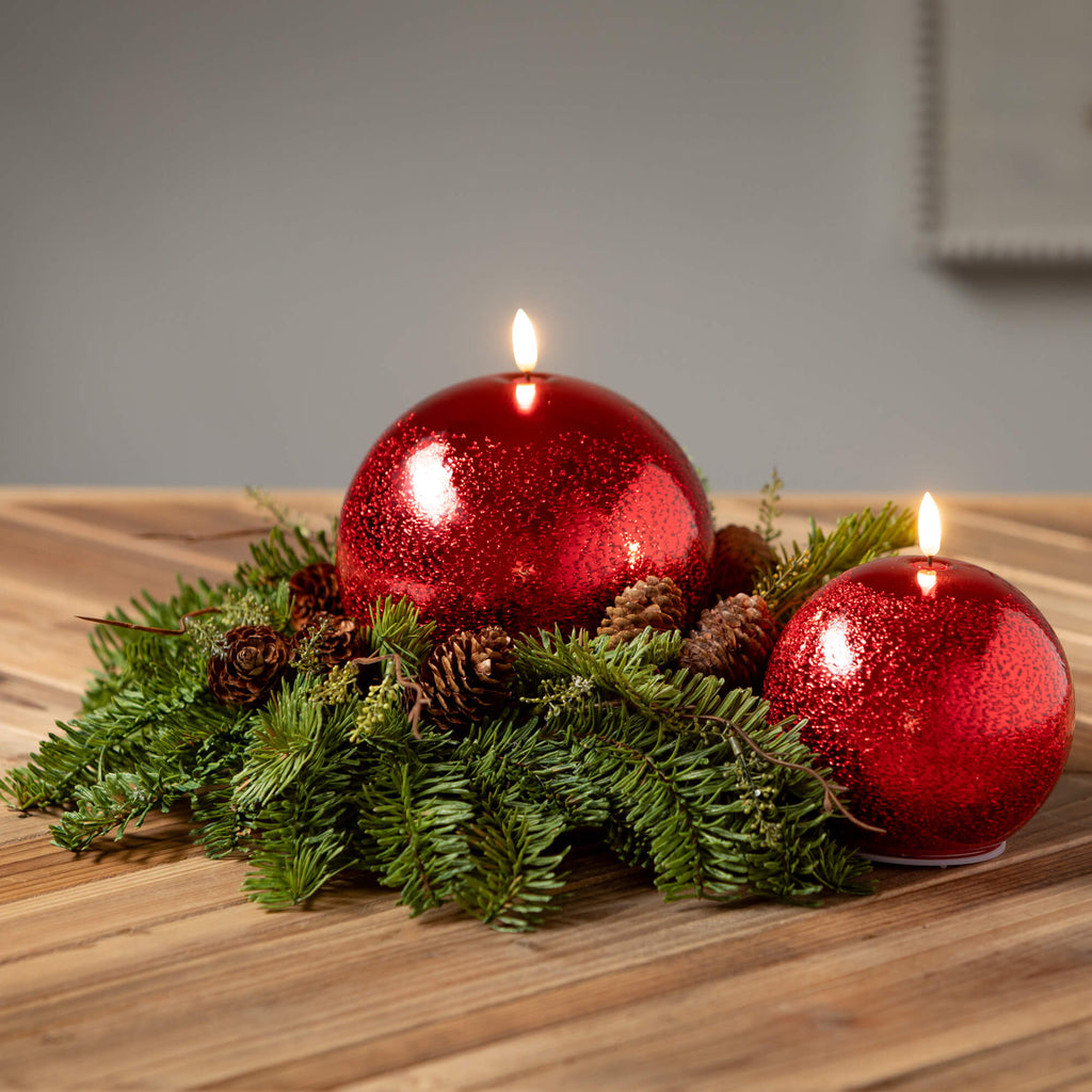 Red Led Ball Candle Set       