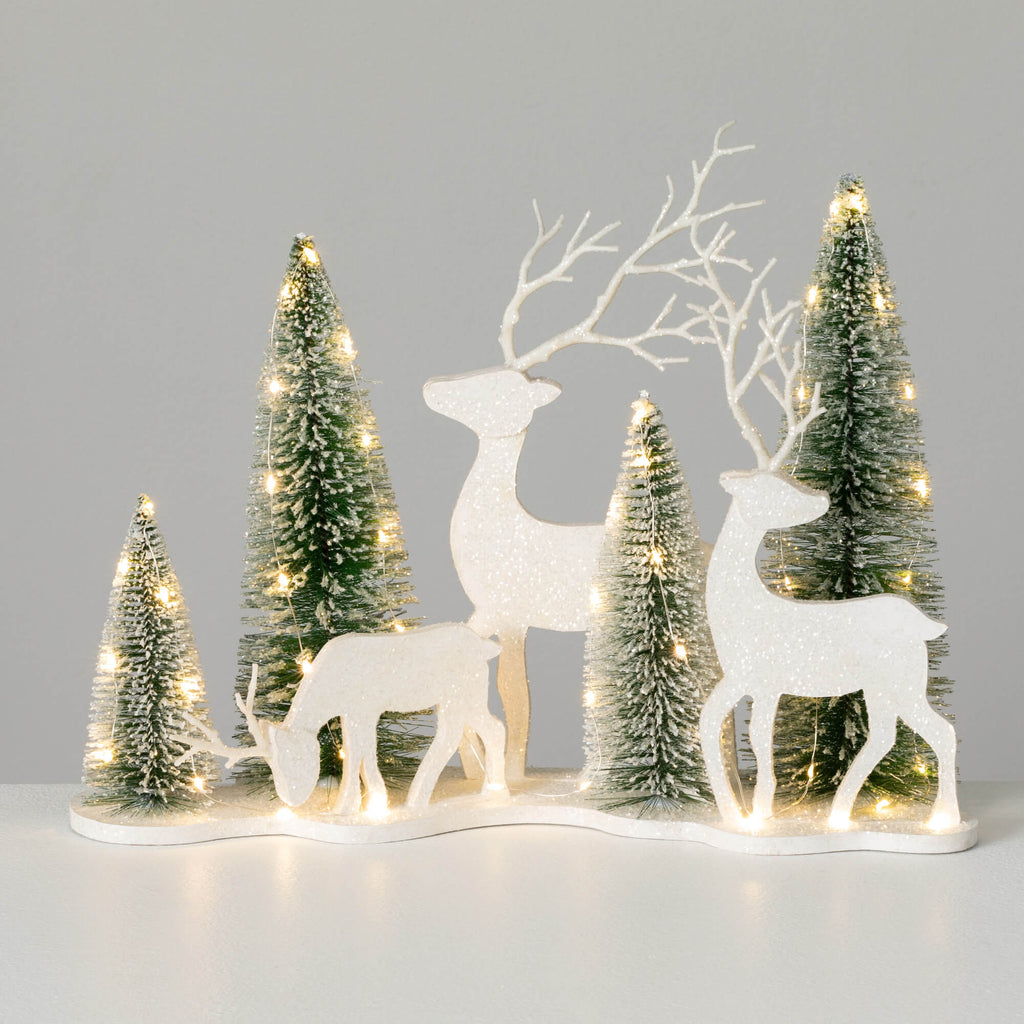 Led Bottlebrush Trees And Deer