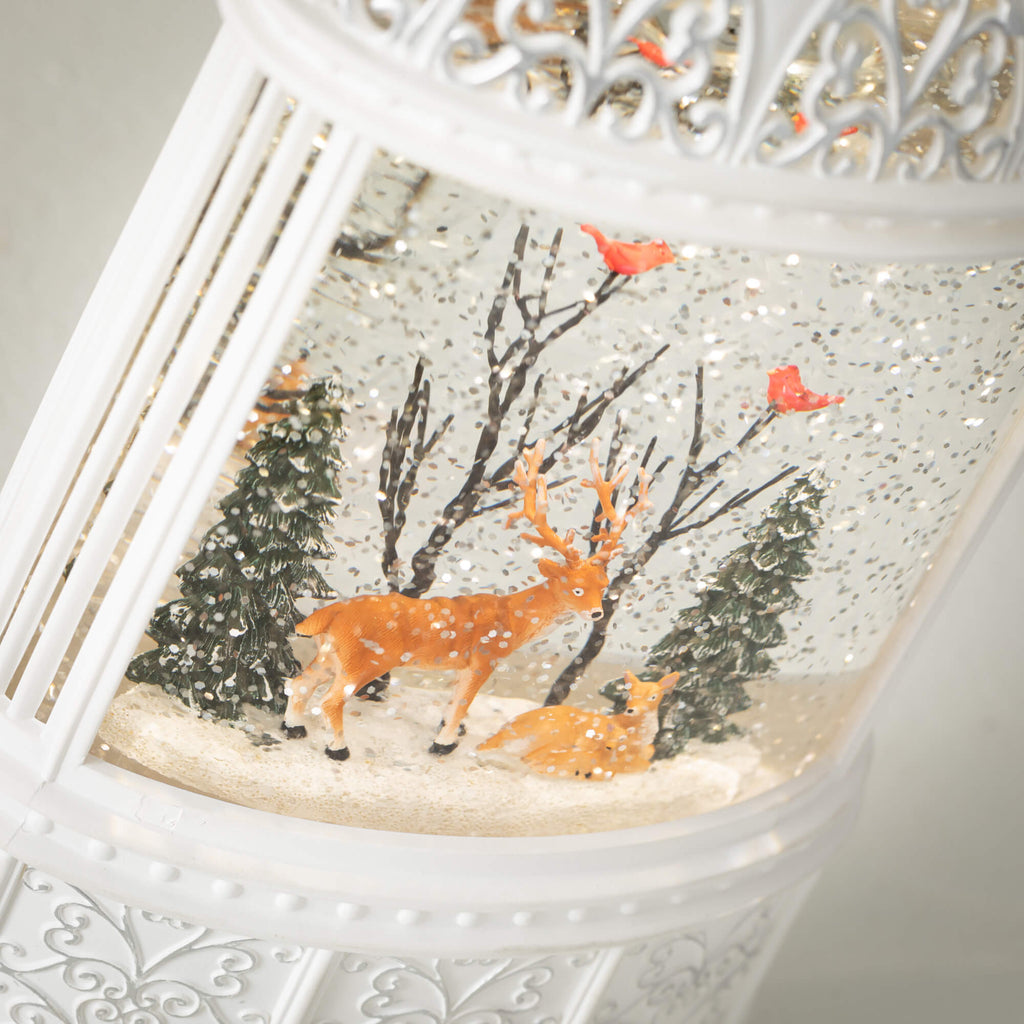 Led Lantern With Deer Scene   