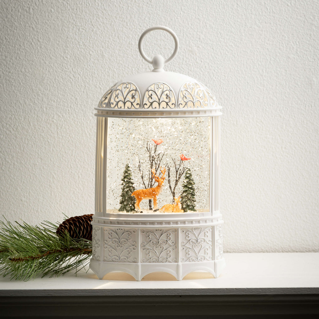 Led Lantern With Deer Scene   