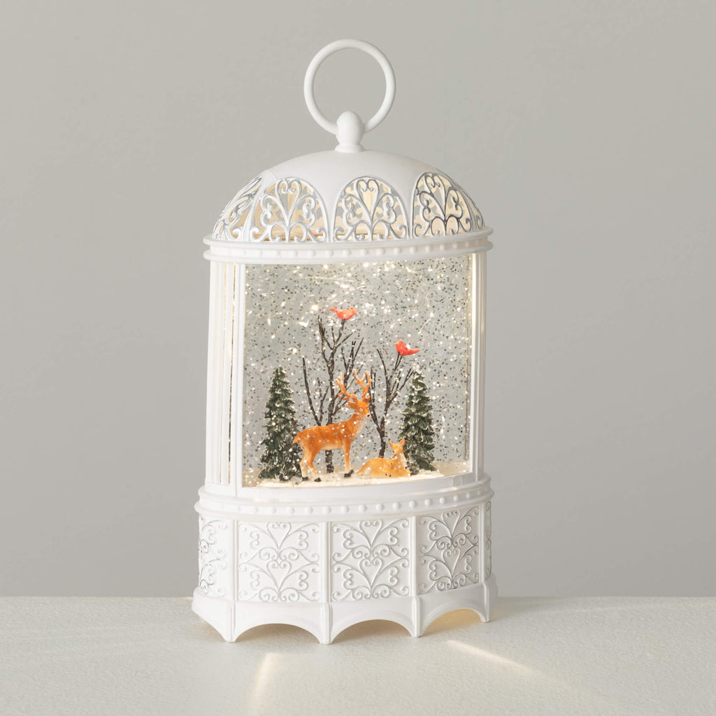 Led Lantern With Deer Scene   