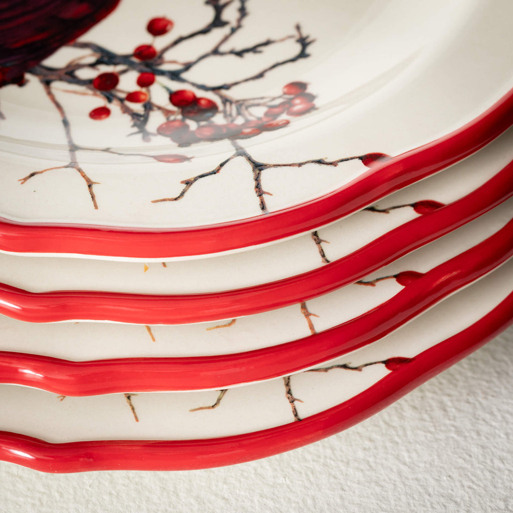 Xmas Cardinal Snack Plate Set 