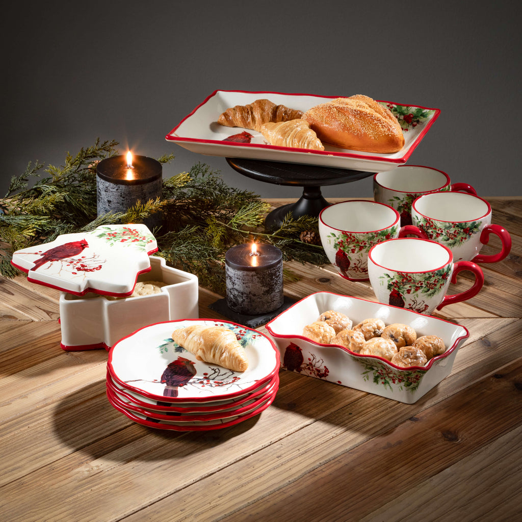 Xmas Cardinal Snack Plate Set 