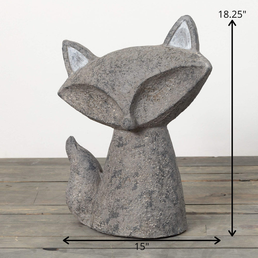 Modern Gray Fox Garden Statue 