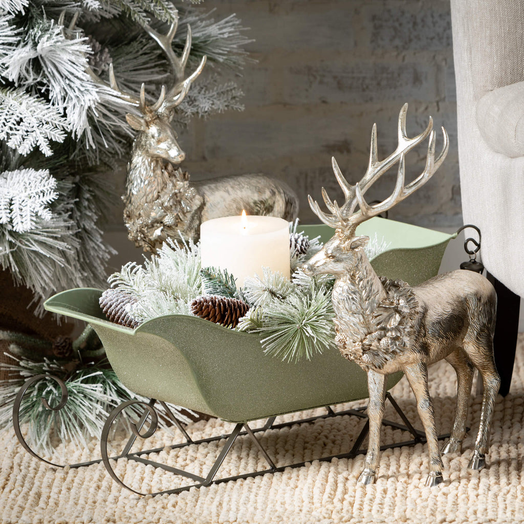 Champagne Deer Figurine Set 2 