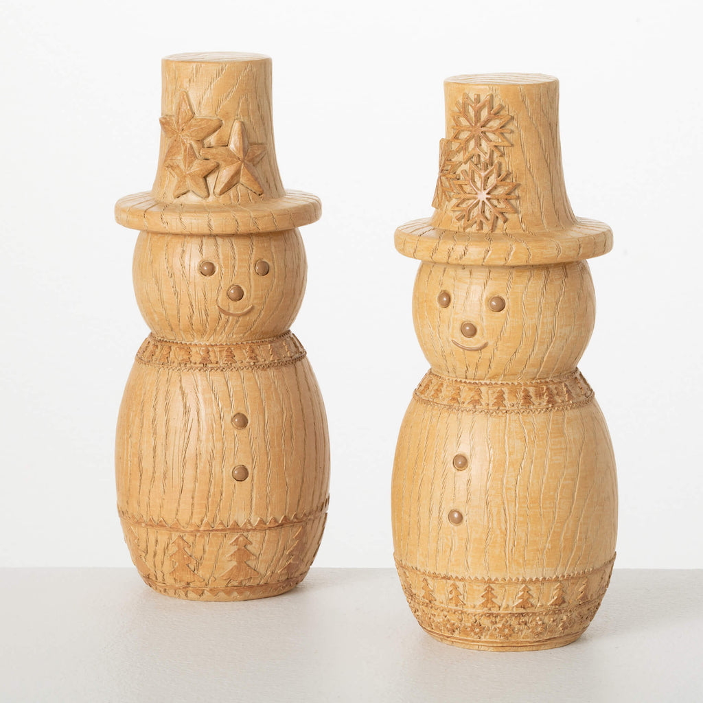 Scandi Snowman Figure Set Of 2