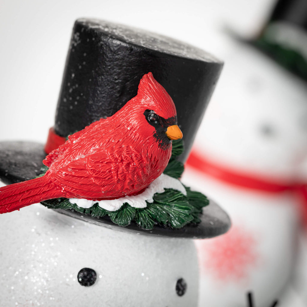 Red Cardinal Snowman Figurines