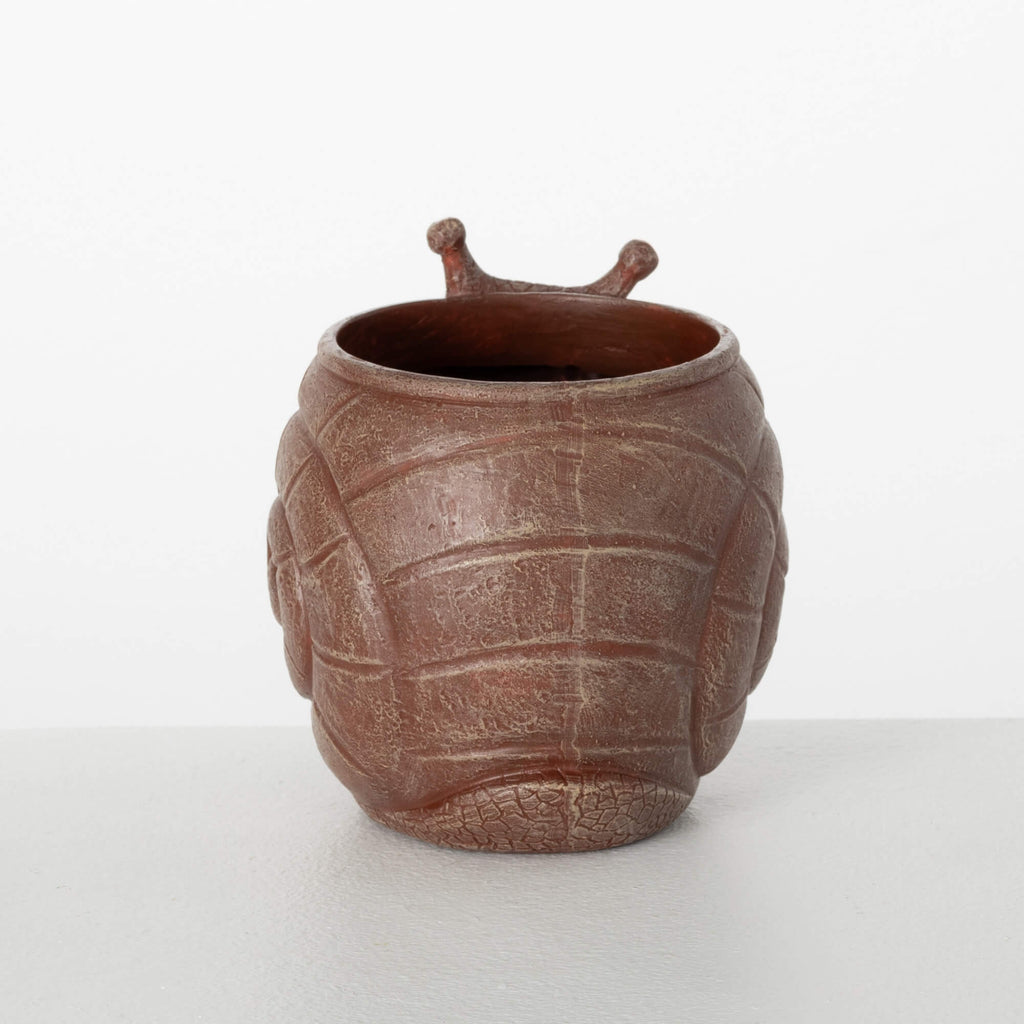 Brown Outdoor Snail Planter   