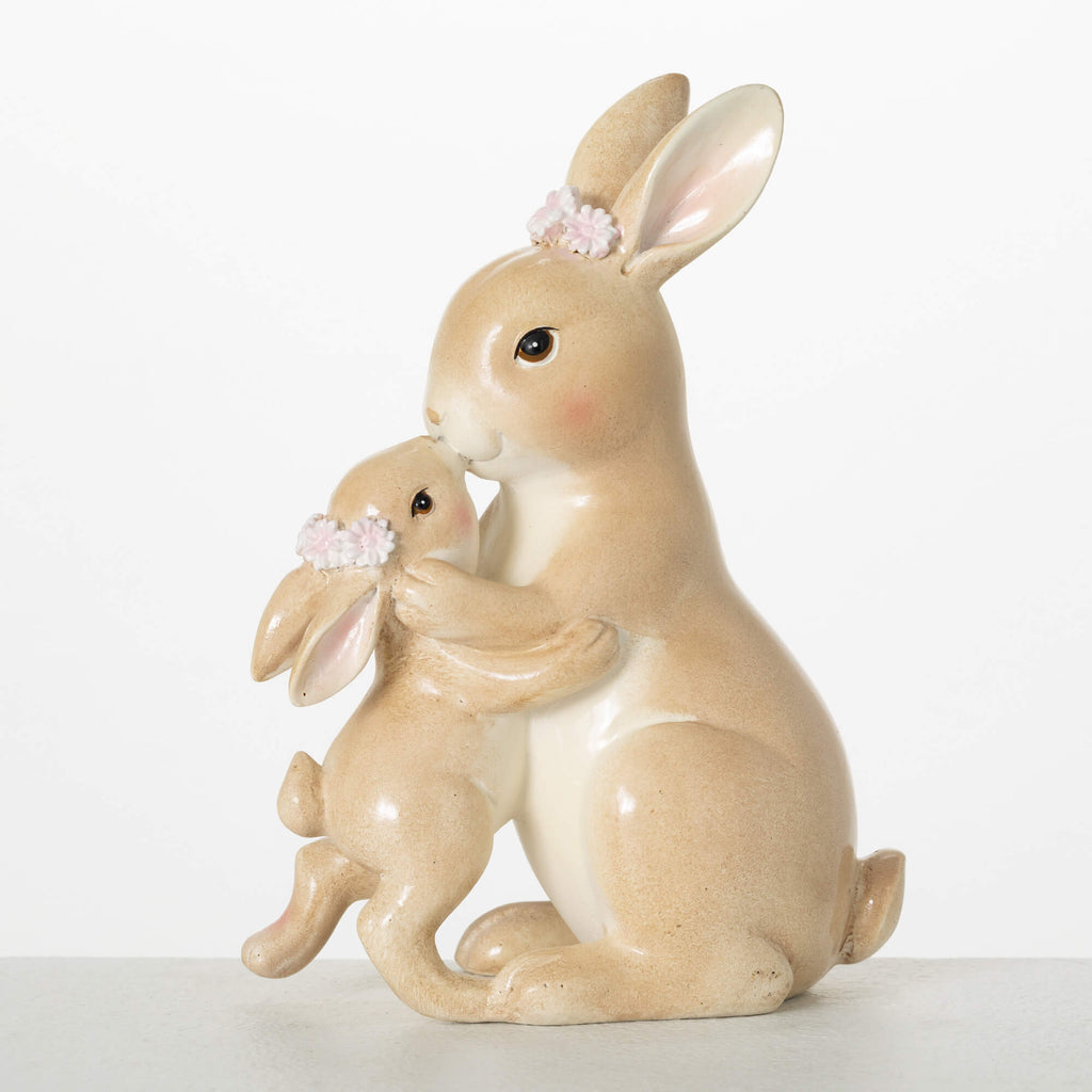 Mother And Baby Bunny Figure  