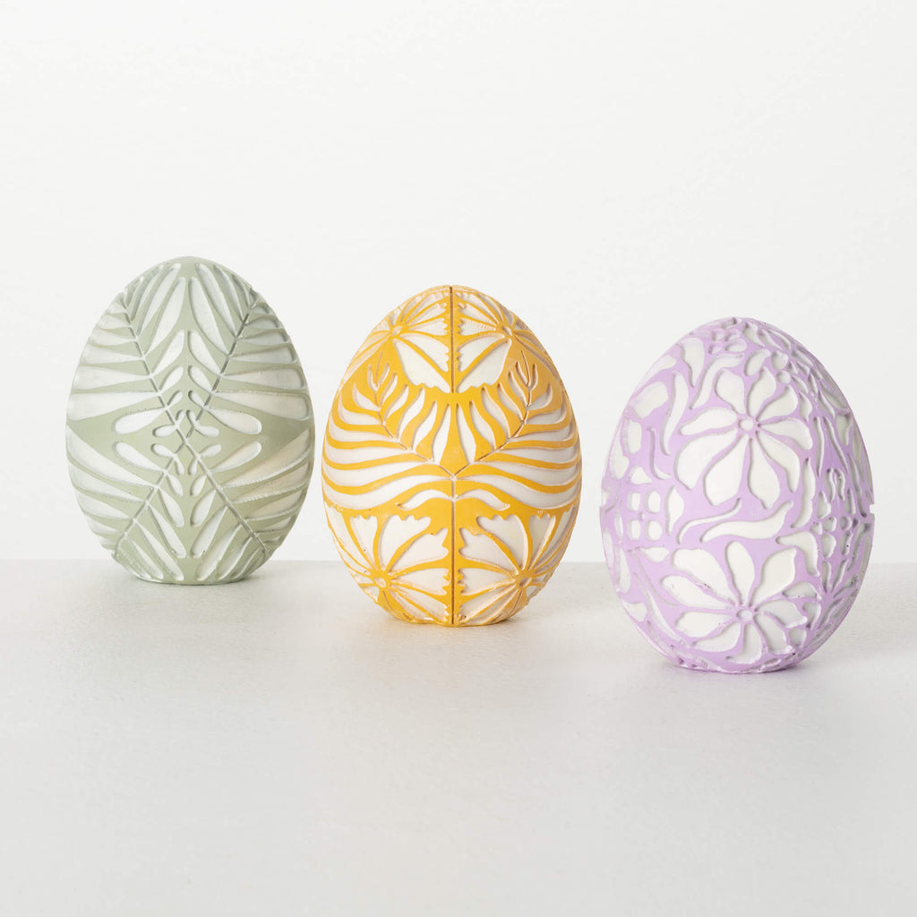 Sculpted Botanical Egg Decor  