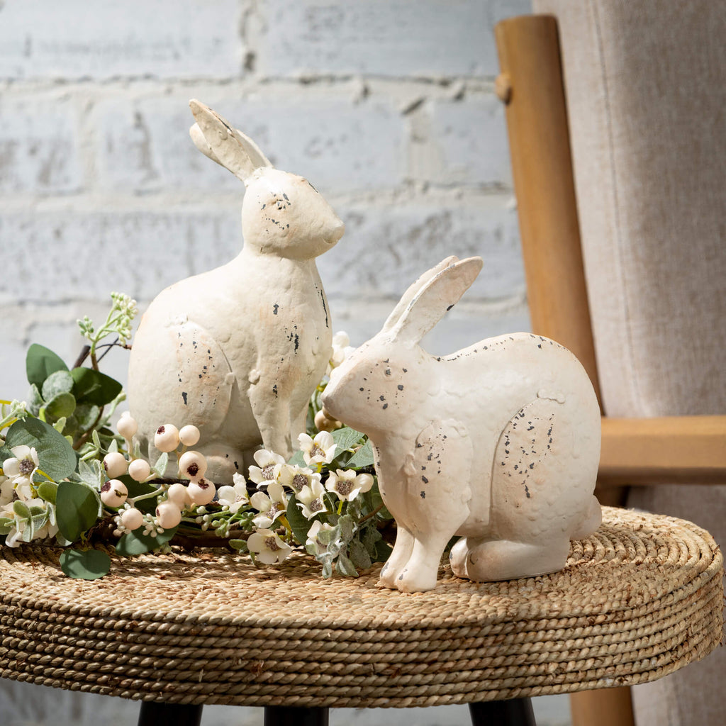 Large Rustic Bunny Figurines  