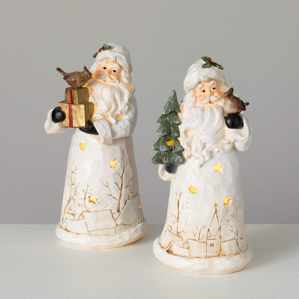 Led Woodland Santa Set Of 2   