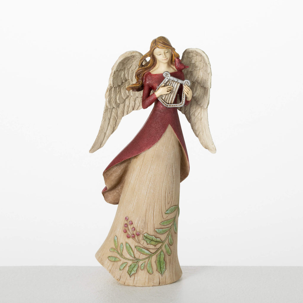 Angel With Harp Figurine      