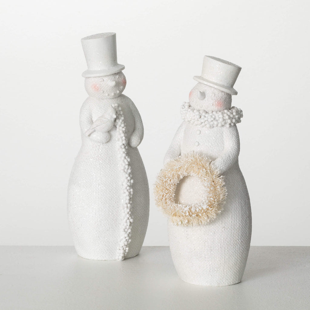 Frosted Snowman Figurines     