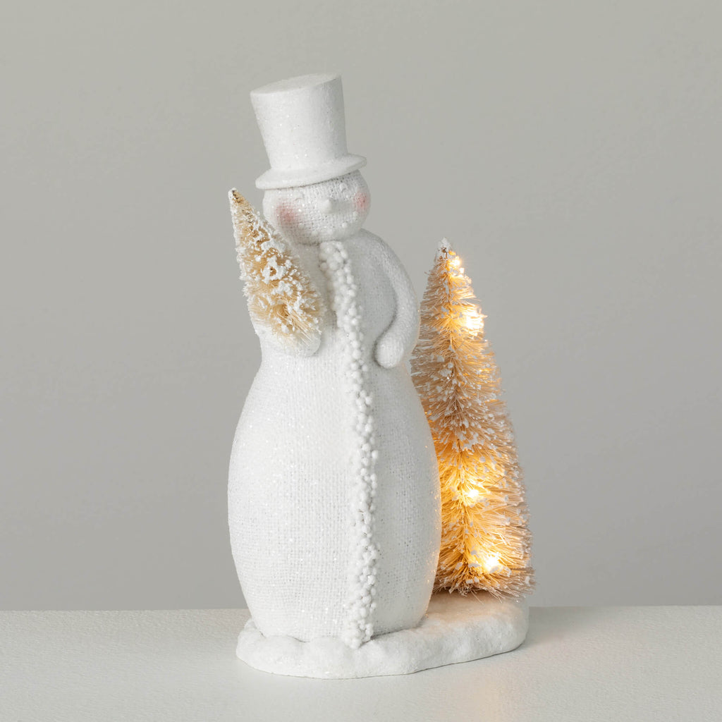 Snowman Led Bottlebrush Tree  