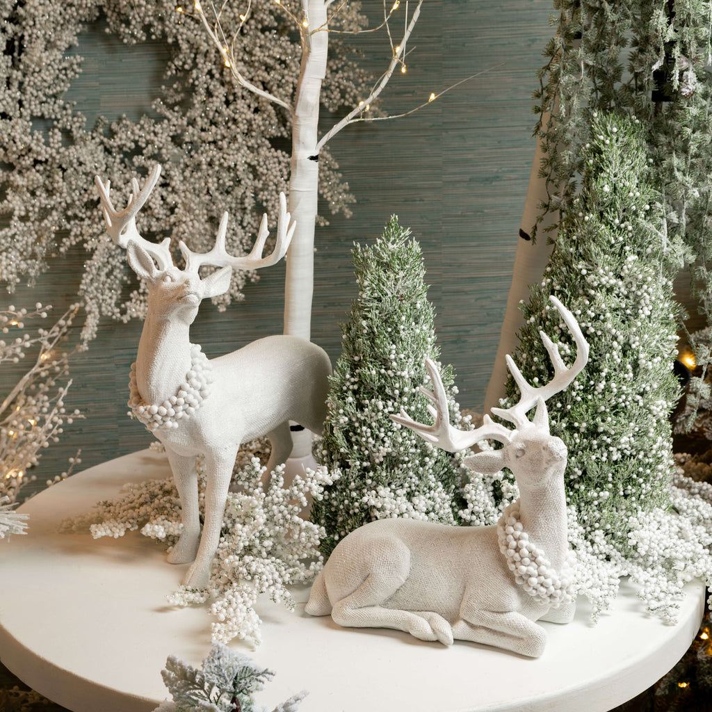 Frosted Deer Figurine Set     