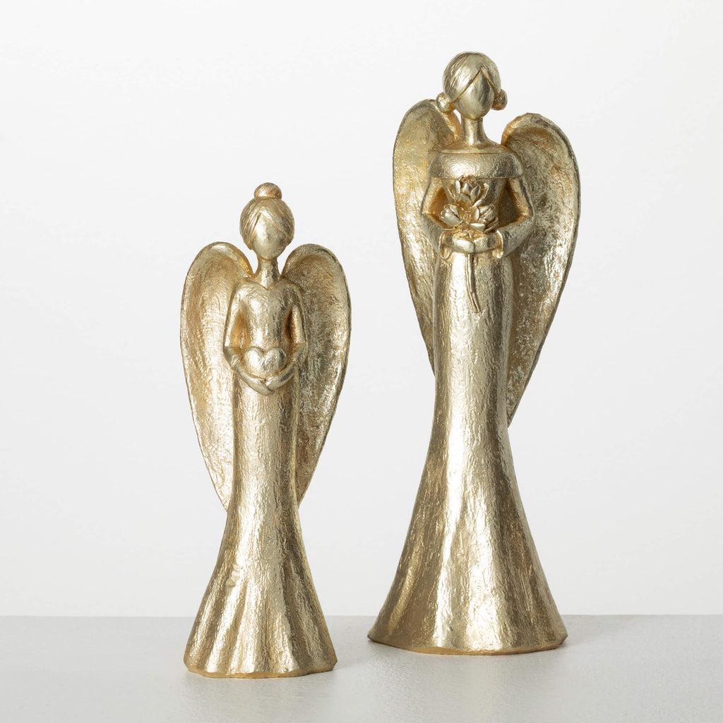 Sleek Gold Angel Figurines    