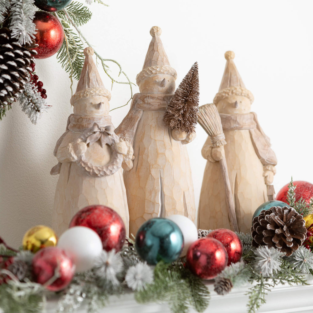 Rustic Snowman Figurine Trio  