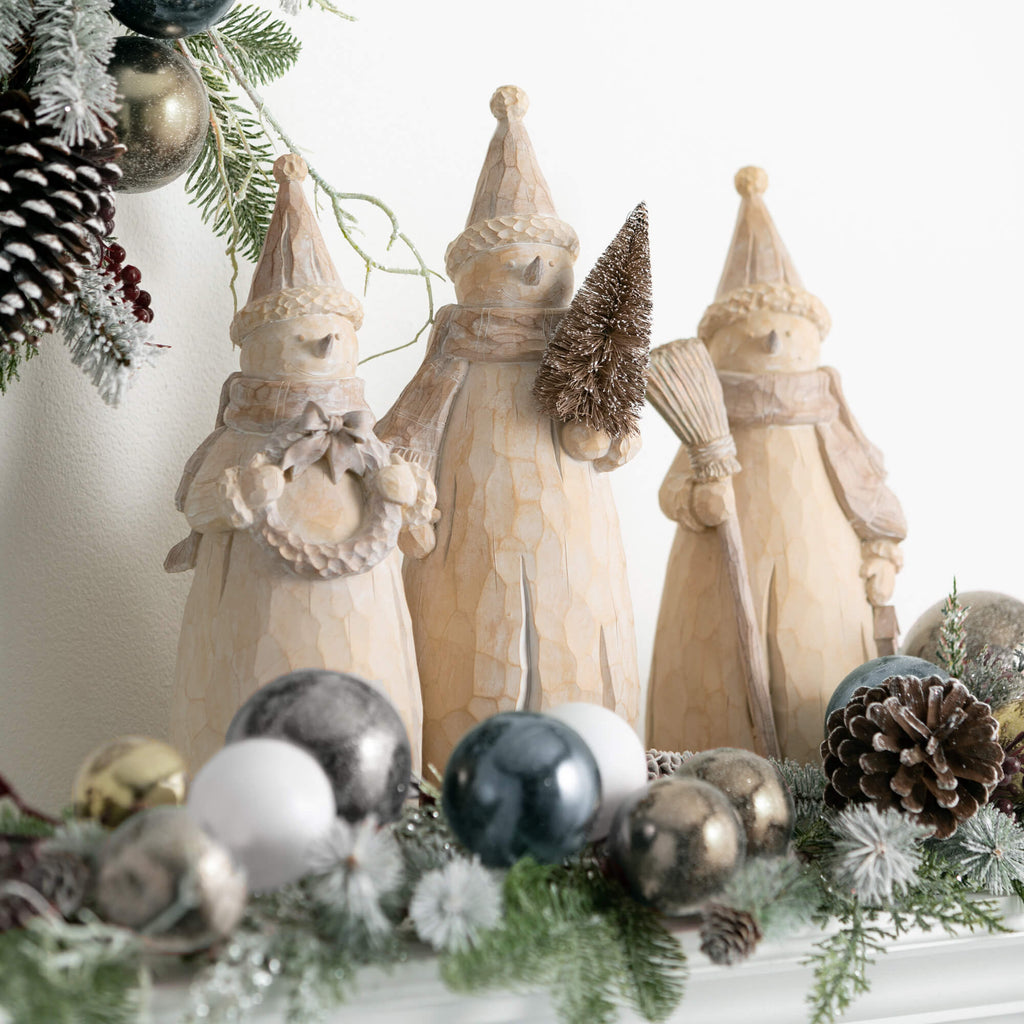 Rustic Snowman Figurine Trio  