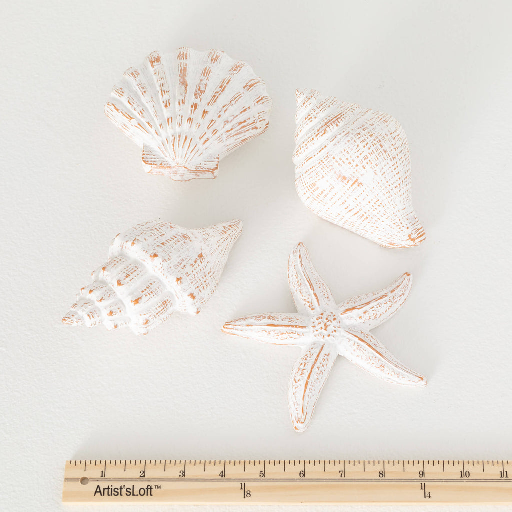 Whitewashed Seashells Set Of 4