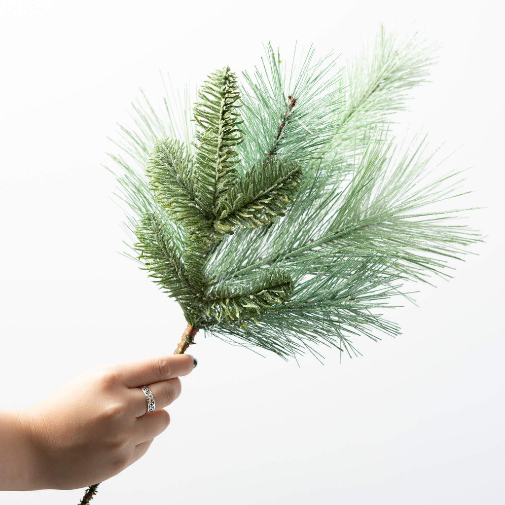 Light Green Frosted Pine Pick 