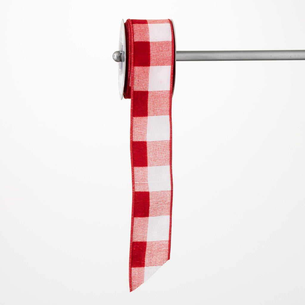 Gingham Red & White Ribbon    