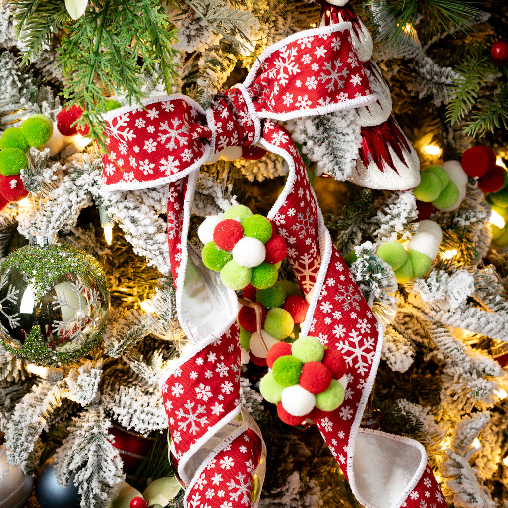 Cheerful Red Snowflake Ribbon 