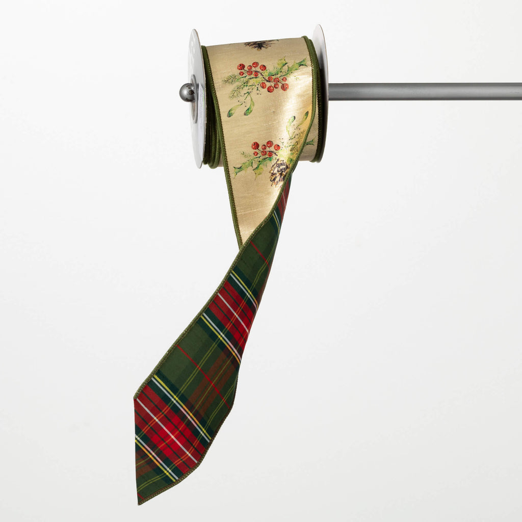 Woodland Holly Plaid Ribbon   