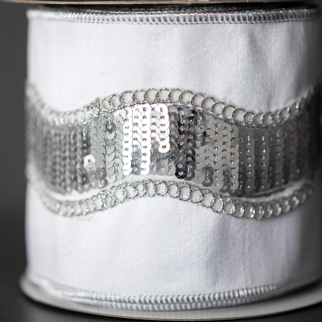 White Silver Sequin Ribbon    