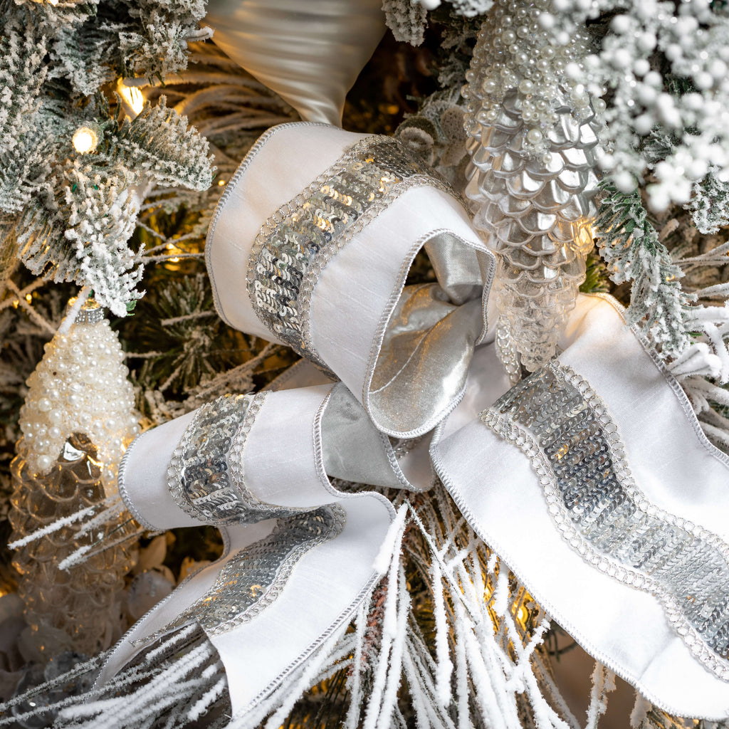 White Silver Sequin Ribbon    