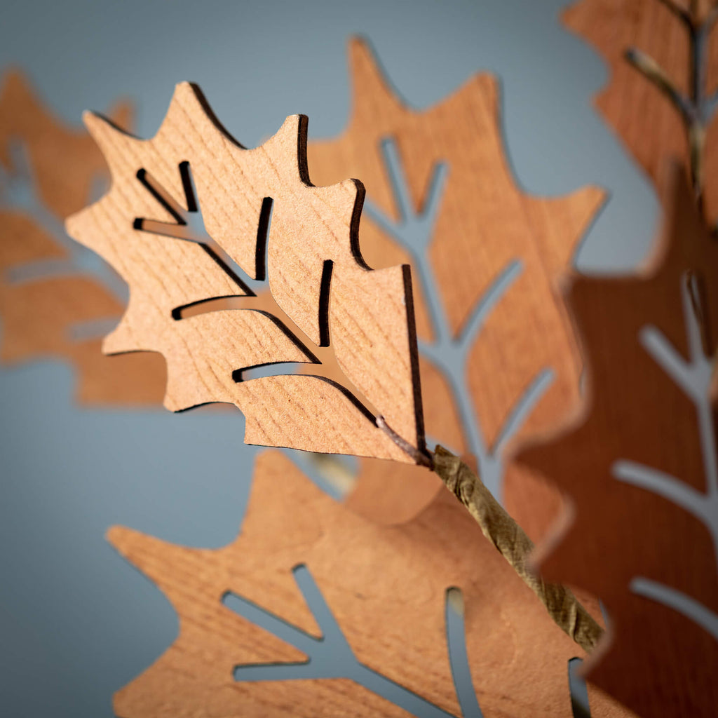 Die-Cut Wood Holly Leaf Spray 