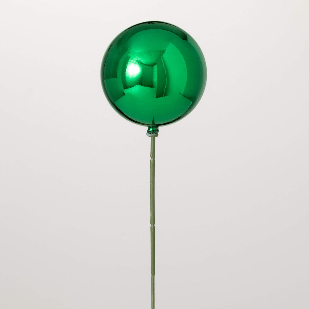 Shiny Green Ball Ornament Stem