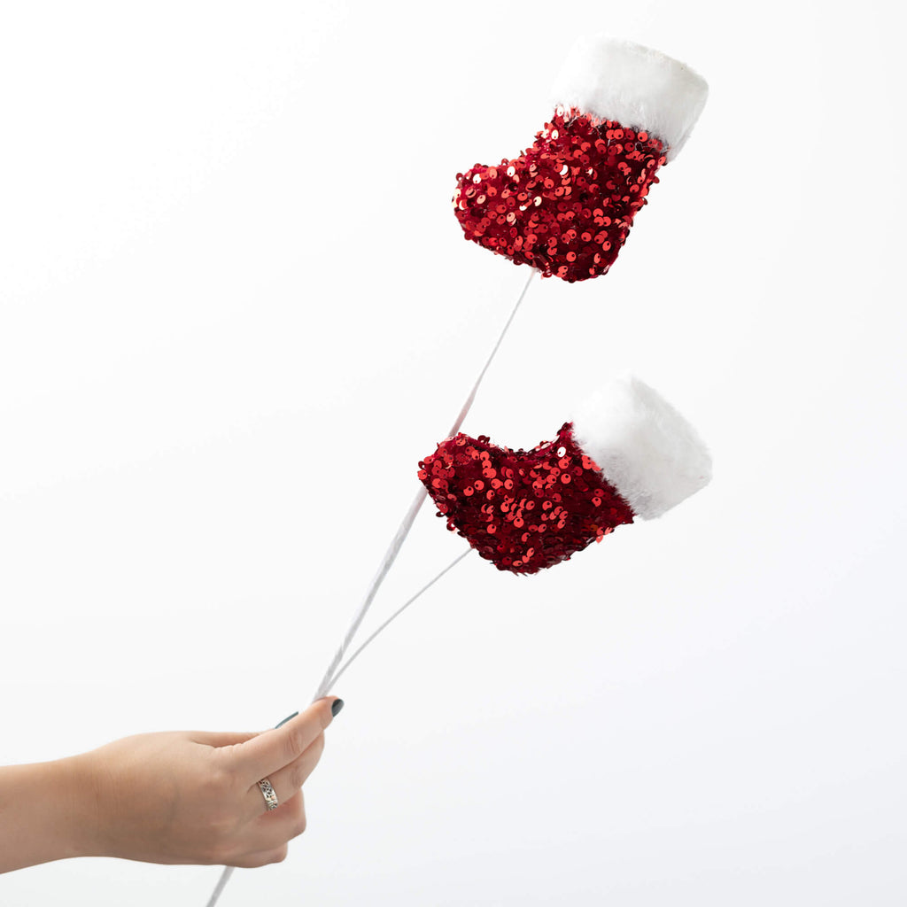 Red Glitter Stocking Spray    