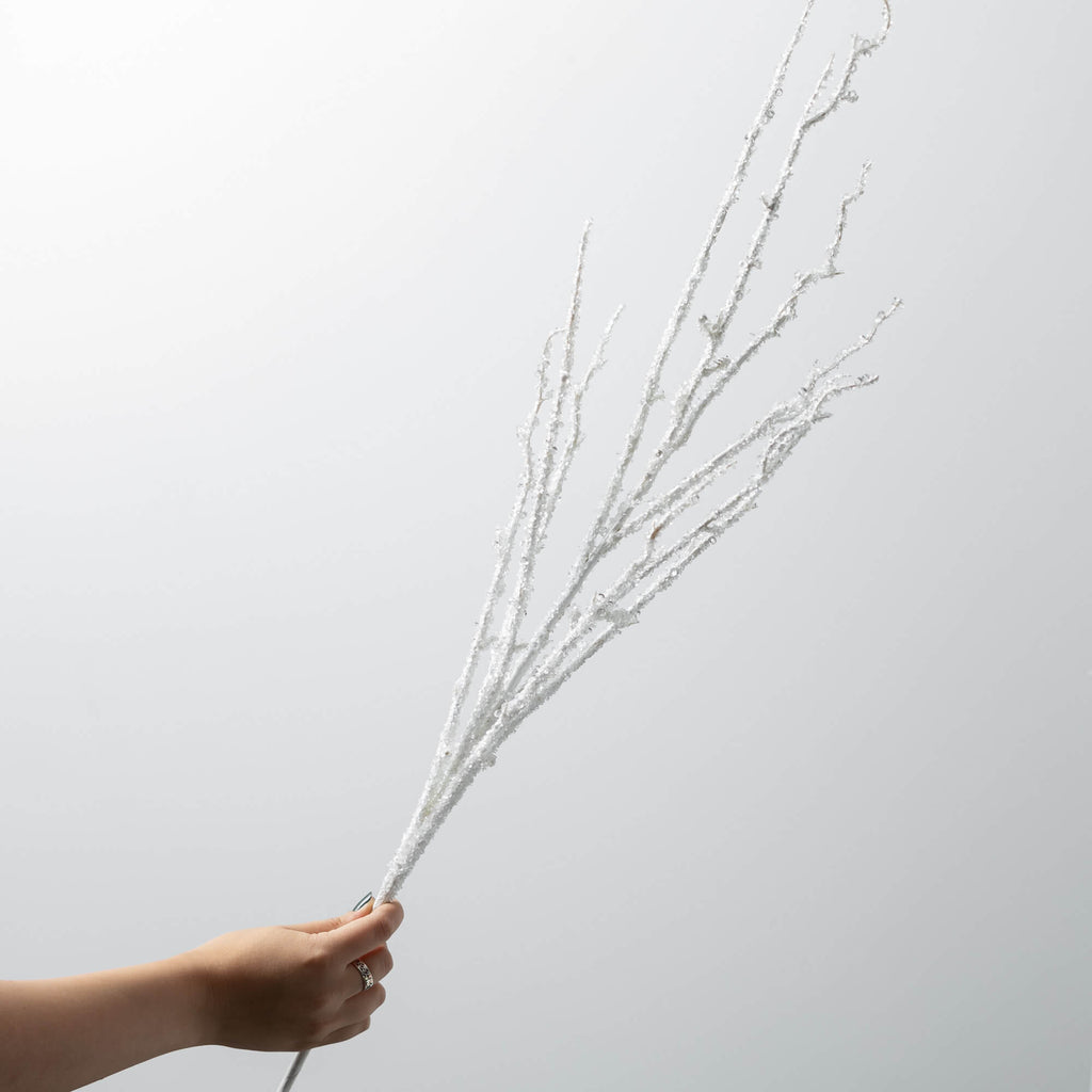 White Frosted Branch Spray    