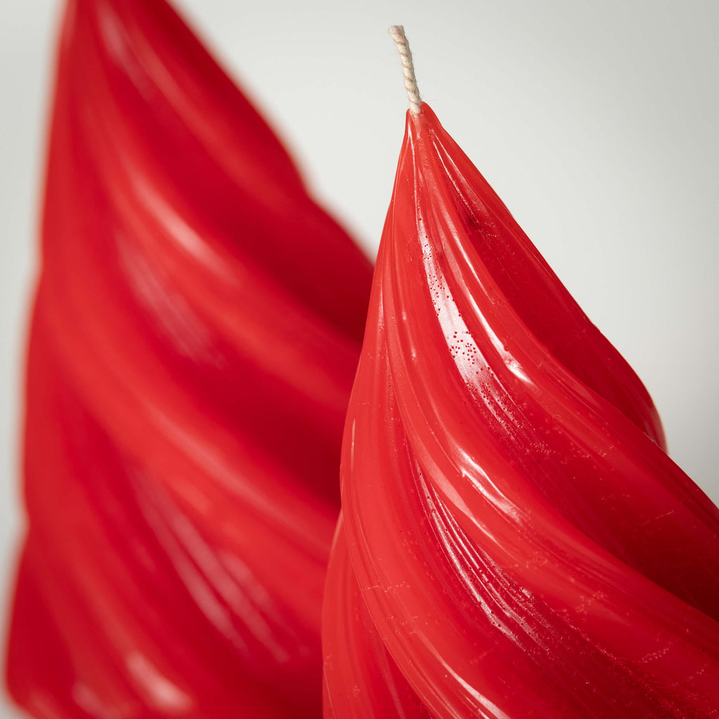 Red Christmas Tree Candle Set 