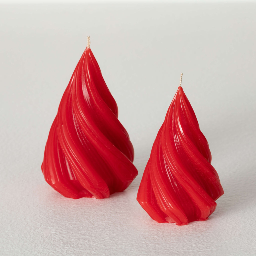 Red Christmas Tree Candle Set 