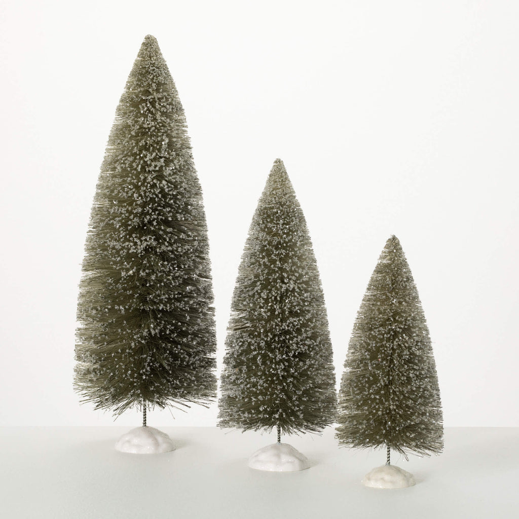 Gray Bottle Brush Tree Set 3  