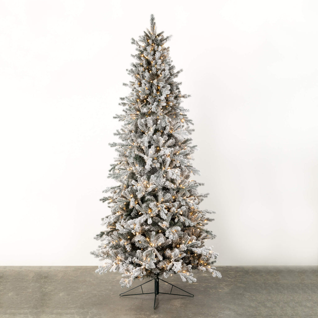 9' Lit Flocked Christmas Tree 